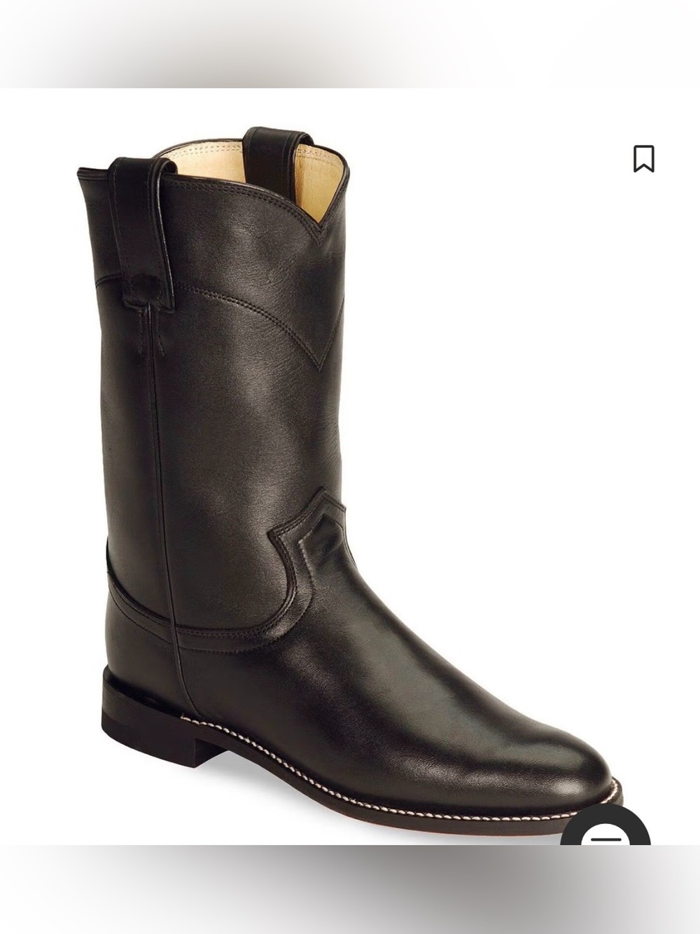 Justin Diamond Cora Black Leather Cowboy Boots 3703 Women’s Sz 7